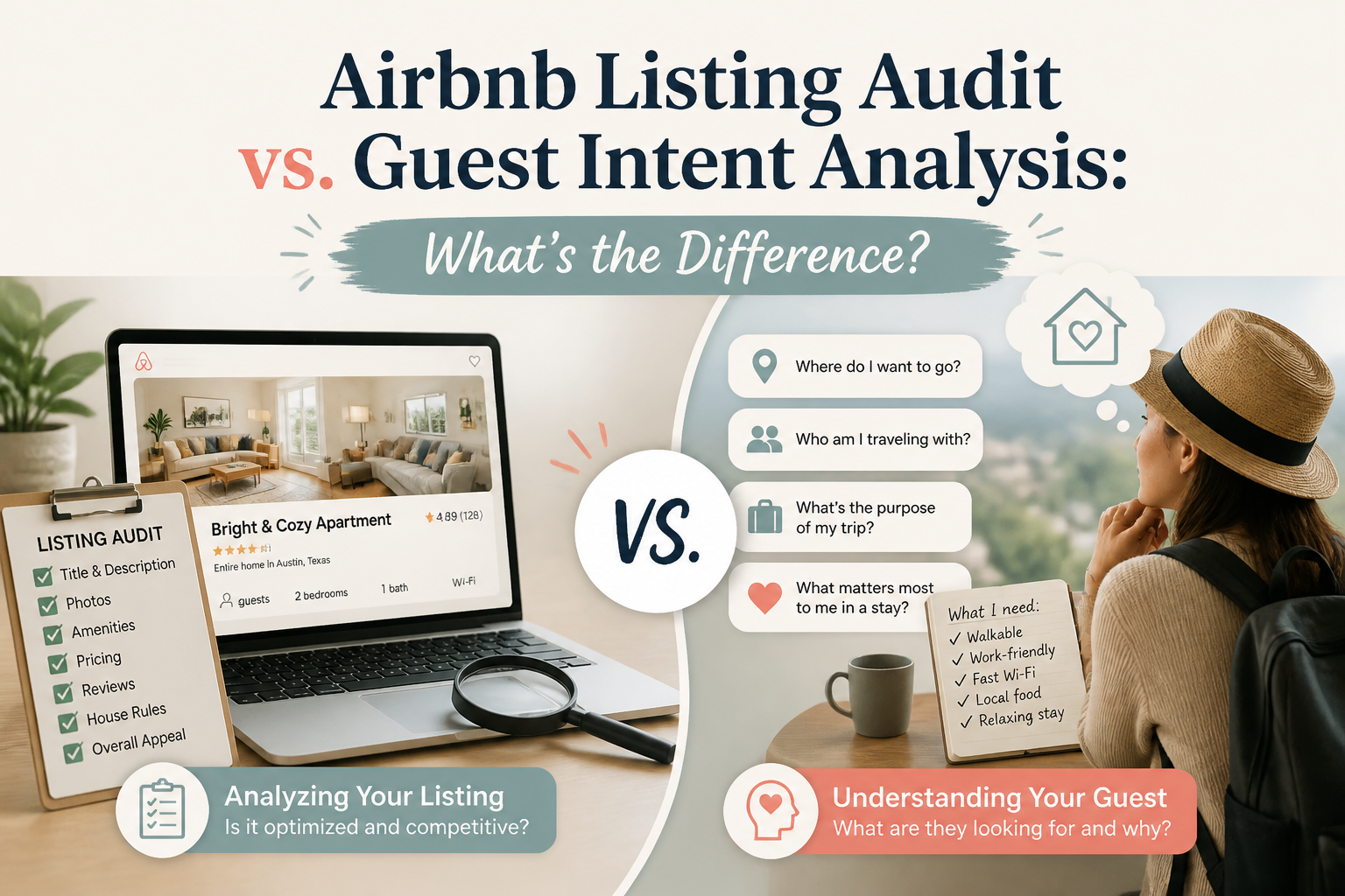 Airbnb Listing Audit vs. Guest Intent Analysis: What's the Difference?