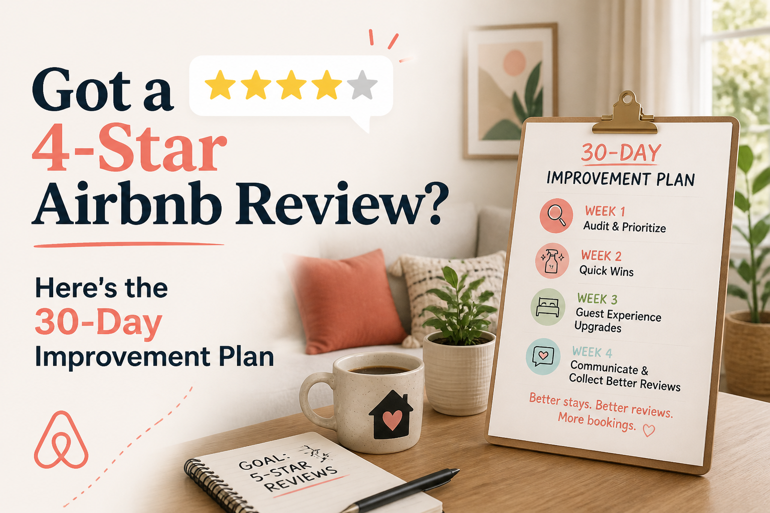 Got a 4-Star Airbnb Review? Here's the 30-Day Improvement Plan